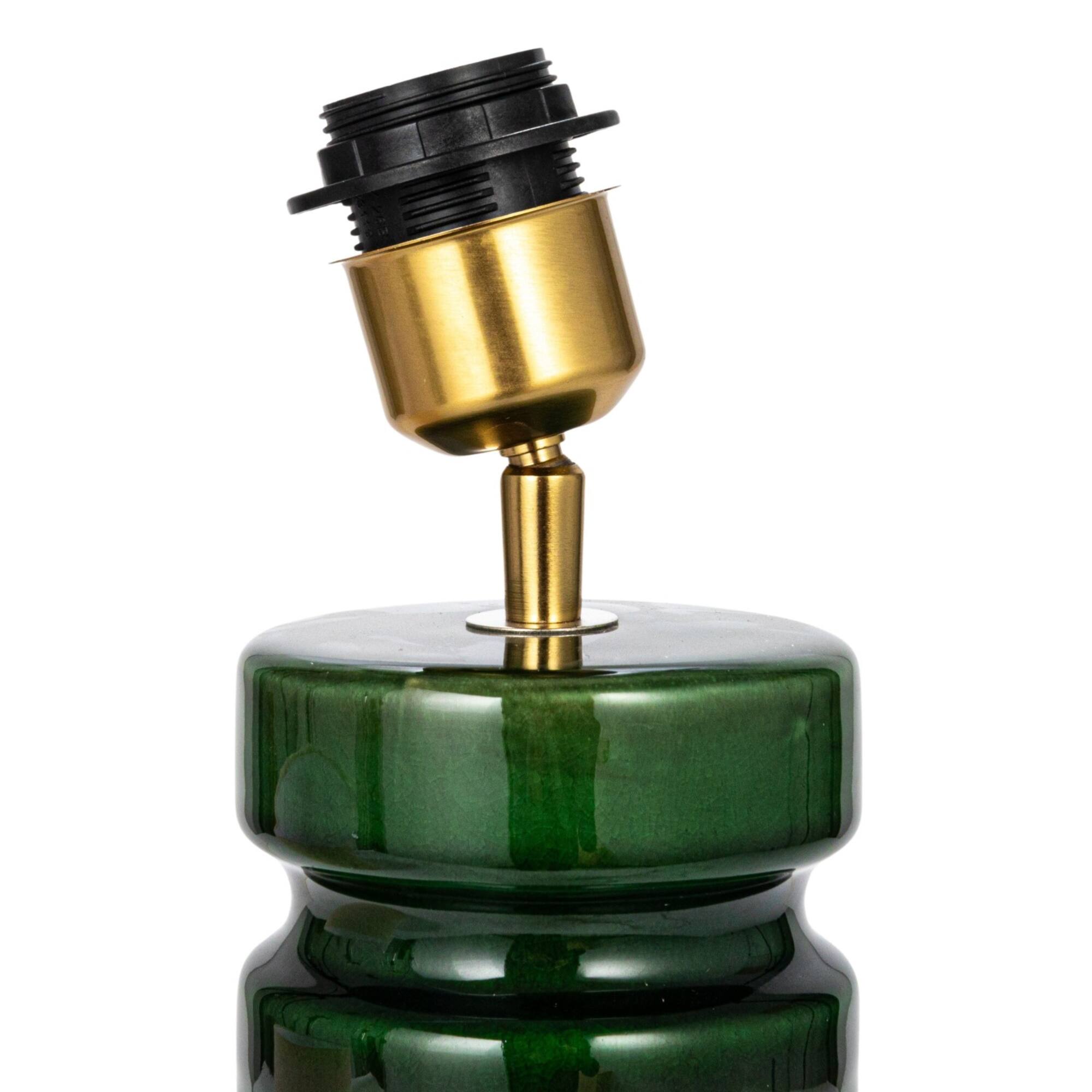 Hello Honey® 23" Green Ceramic LED Table Lamp with Natural Linen Shade